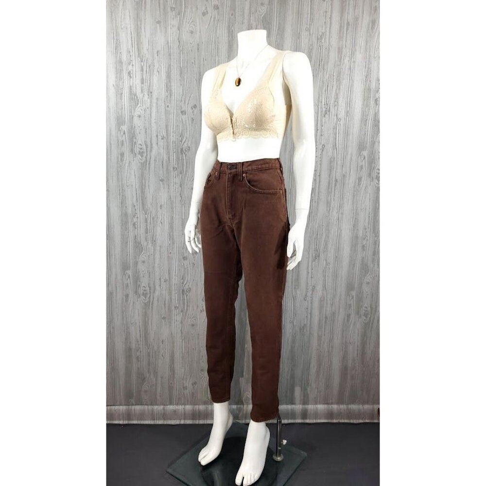 Vintage 90s Jordache Jean Mom Jean Tapered Leg High Waist Relaxed Brown Denim - Picture 2 of 8